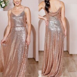 Revelry Rose Gold Sequin Maxi Dress